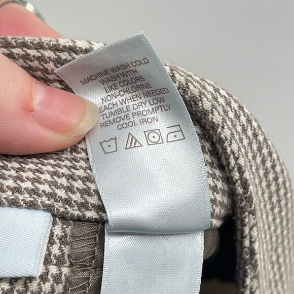 JH Collections Karyn Womens Dress Pants Houndstooth Flat Front Stretch Tan 6 - Picture 3 of 13